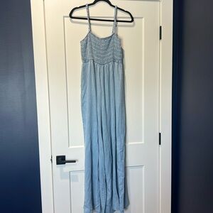 Cute wide leg denim romper